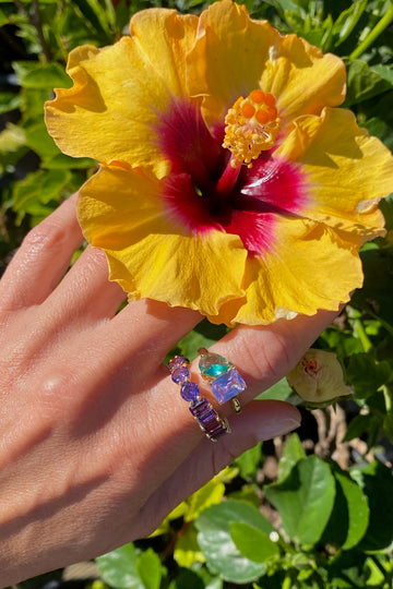 PERFECT PAIR RING- AMETHYST + PARAIBA